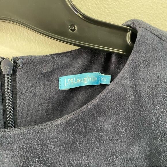 J. McLaughlin Sia Faux Suede Stretch Dress XS Blue Classic Chic Career Midi - Picture 6 of 9